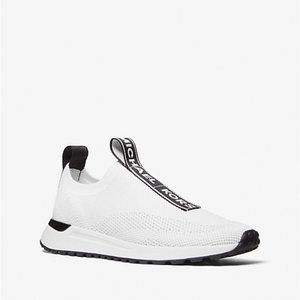 Michael Kors Bodie Logo Tape Mesh Slip-On Trainer - Optic White - Size 10